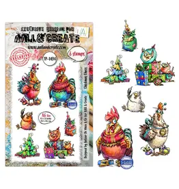 AALL & CREATE AALL & CREATE AUTOUR DE MWA #1494 CHICKMAS CHAOS A6 CLEAR STAMP SET