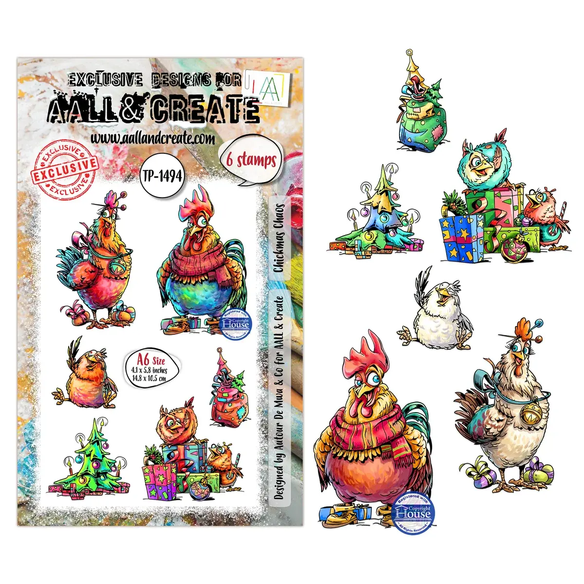 AALL & CREATE AALL & CREATE AUTOUR DE MWA #1494 CHICKMAS CHAOS A6 CLEAR STAMP SET
