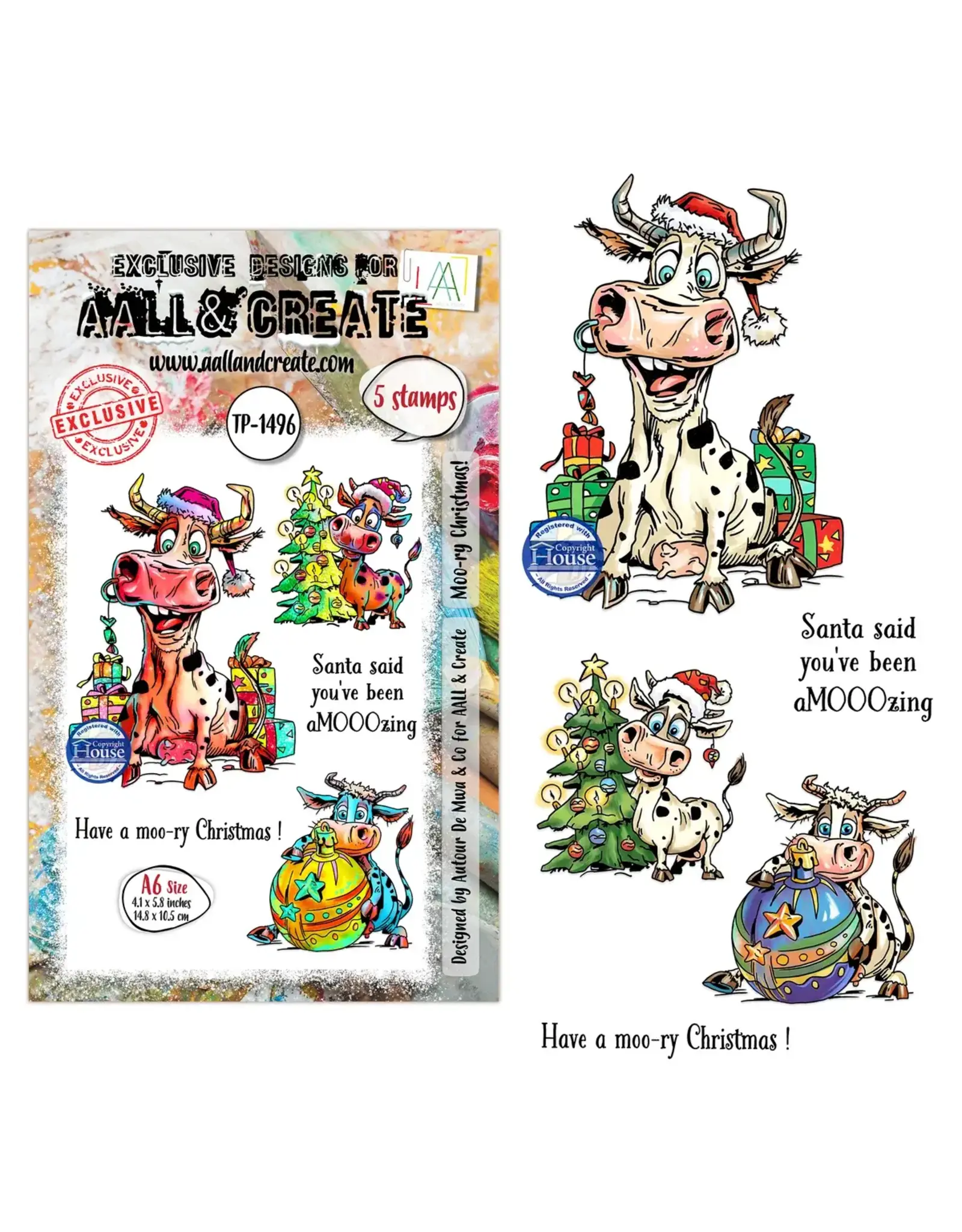 AALL & CREATE AALL & CREATE AUTOUR DE MWA #1496 MOO-RY CHRISTMAS! A6 CLEAR STAMP SET