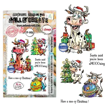 AALL & CREATE AALL & CREATE AUTOUR DE MWA #1496 MOO-RY CHRISTMAS! A6 CLEAR STAMP SET