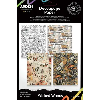 ARDEN CREATIVE STUDIO ARDEN CREATIVE STUDIO WICKED WOODS 6x8 DECOUPAGE PAPER