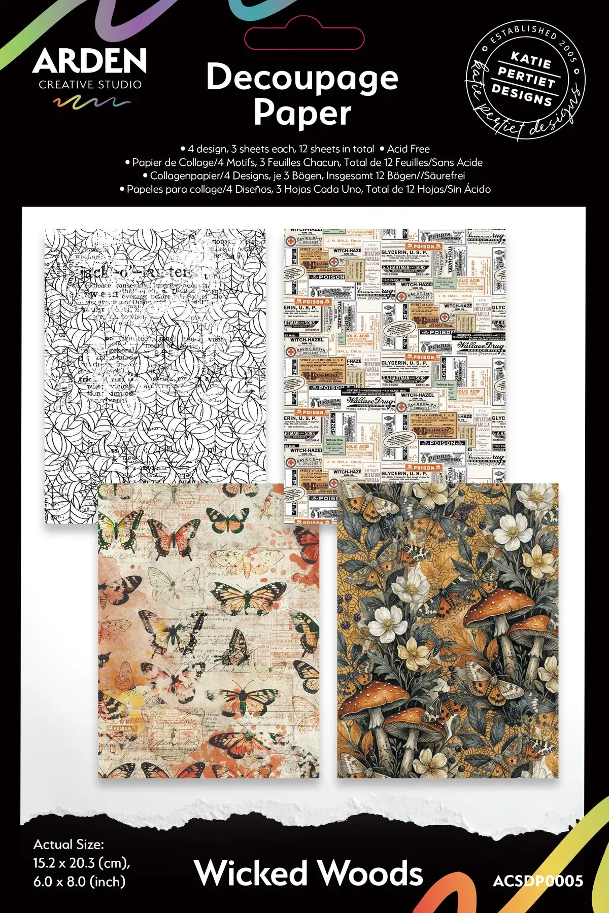ARDEN CREATIVE STUDIO ARDEN CREATIVE STUDIO WICKED WOODS 6x8 DECOUPAGE PAPER