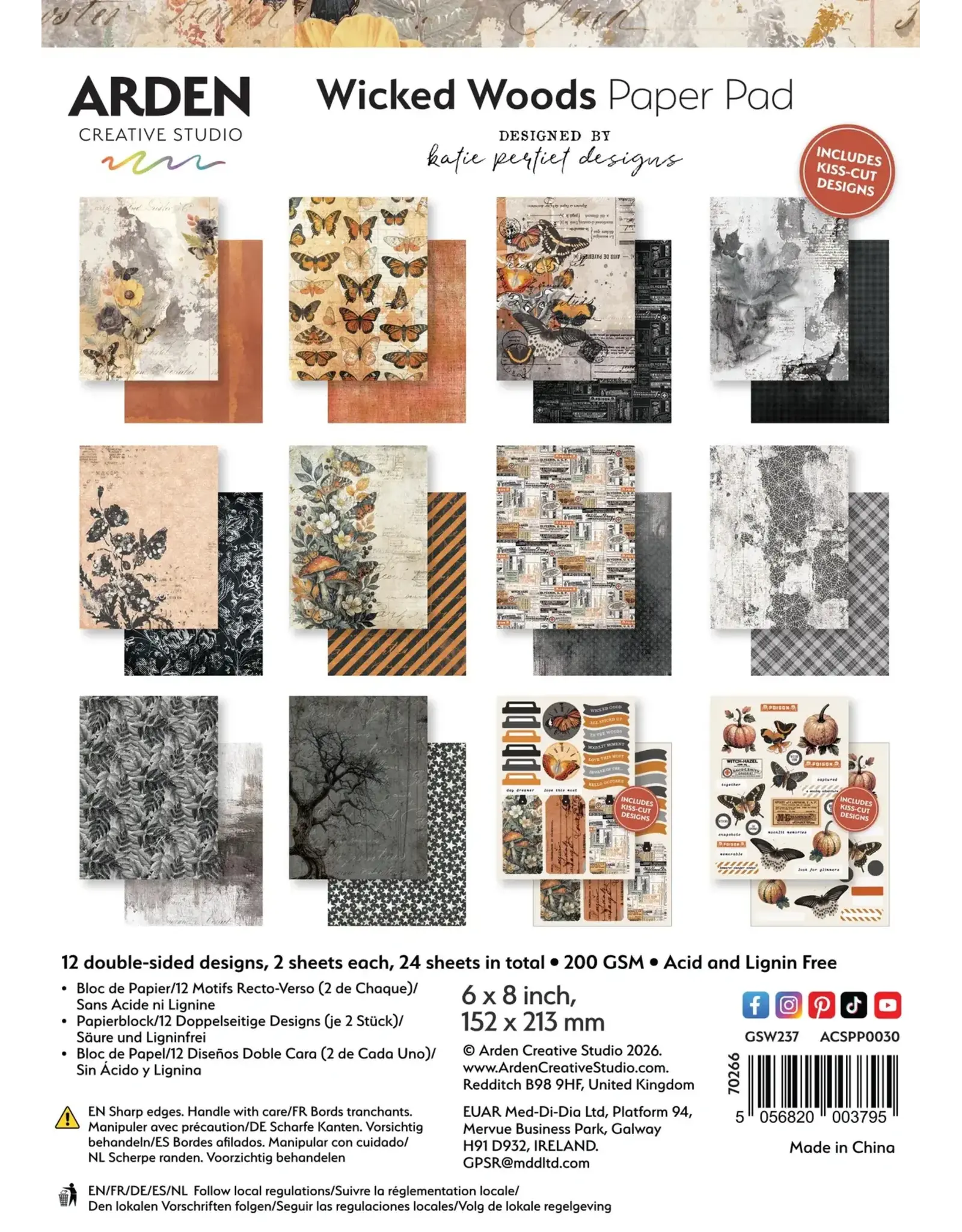 ARDEN CREATIVE STUDIO ARDEN CREATIVE STUDIO WICKED WOODS 6x8 PAPER PAD