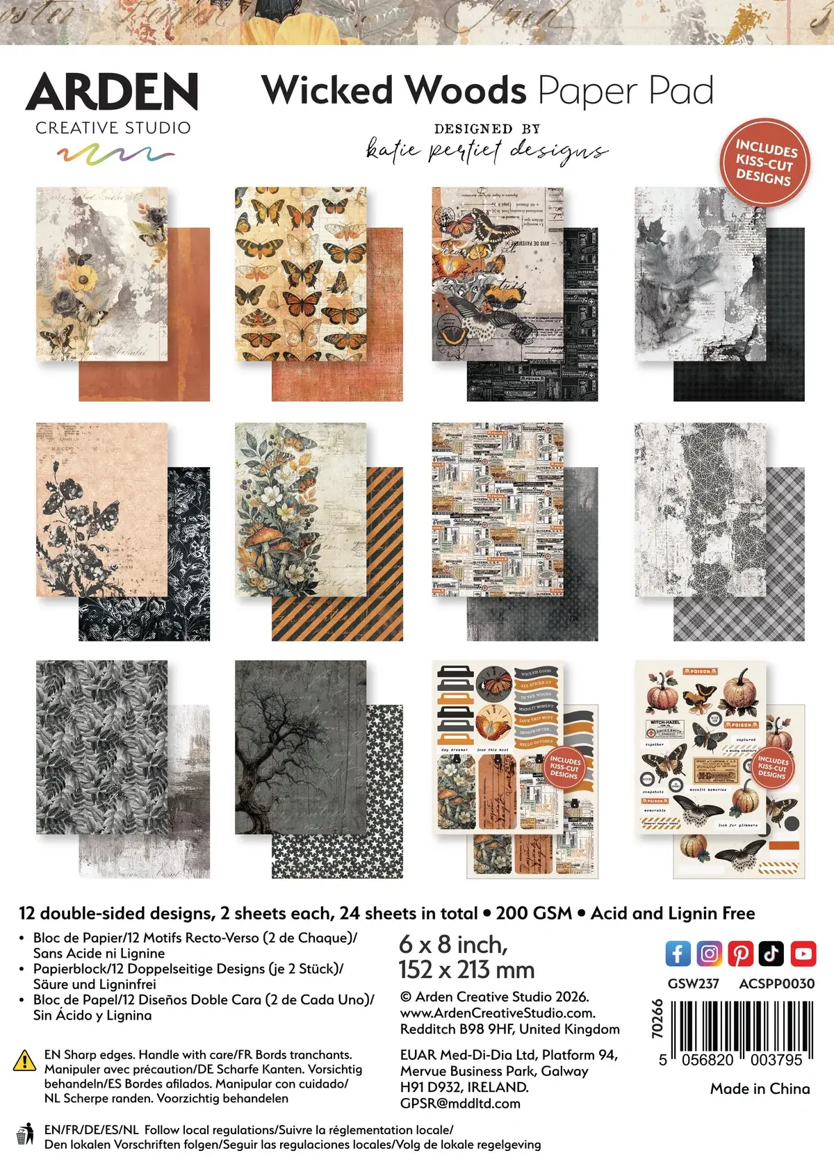 ARDEN CREATIVE STUDIO ARDEN CREATIVE STUDIO WICKED WOODS 6x8 PAPER PAD