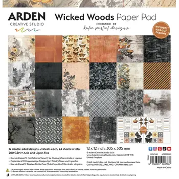 ARDEN CREATIVE STUDIO ARDEN CREATIVE STUDIO WICKED WOODS 12x12 PAPER PAD 24 SHEETS