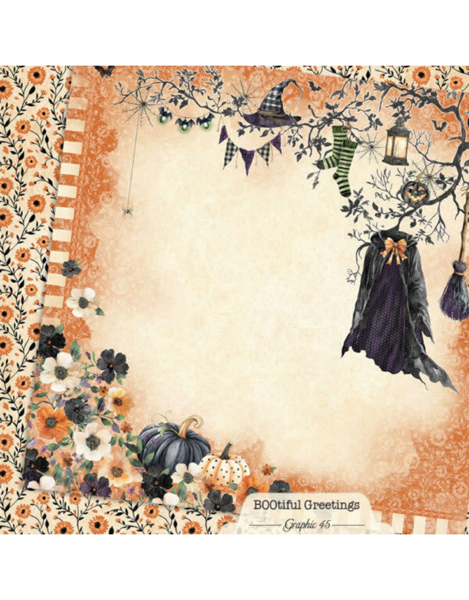 GRAPHIC 45 GRAPHIC 45 BOOTIFUL GREETINGS BEWITCHING LAYOUT 12x12 CARDSTOCK