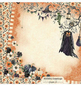 GRAPHIC 45 GRAPHIC 45 BOOTIFUL GREETINGS BEWITCHING LAYOUT 12x12 CARDSTOCK