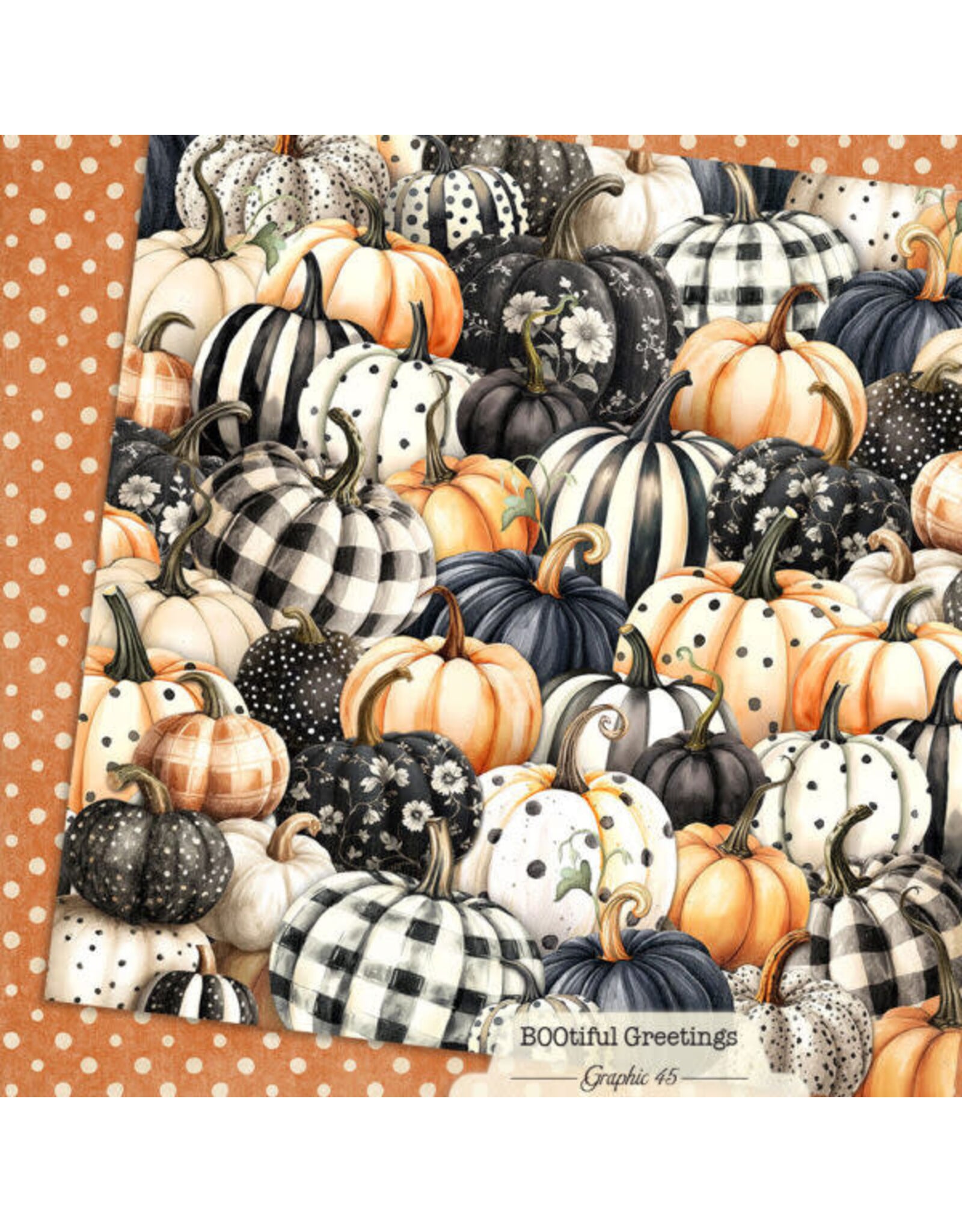 GRAPHIC 45 GRAPHIC 45 BOOTIFUL GREETINGS PUMPKINS & POLKADOTS 12x12 CARDSTOCK
