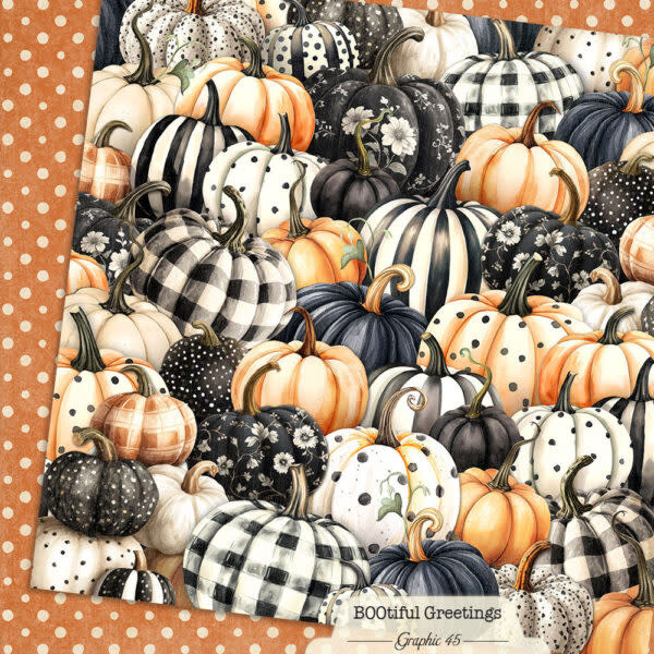 GRAPHIC 45 GRAPHIC 45 BOOTIFUL GREETINGS PUMPKINS & POLKADOTS 12x12 CARDSTOCK