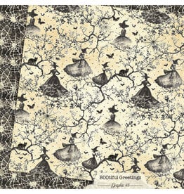 GRAPHIC 45 GRAPHIC 45 BOOTIFUL GREETINGS WITCHY SPIDERWEBS 12x12 CARDSTOCK