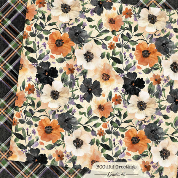 GRAPHIC 45 GRAPHIC 45 BOOTIFUL GREETINGS FLORAL & PLAID 12x12 CARDSTOCK