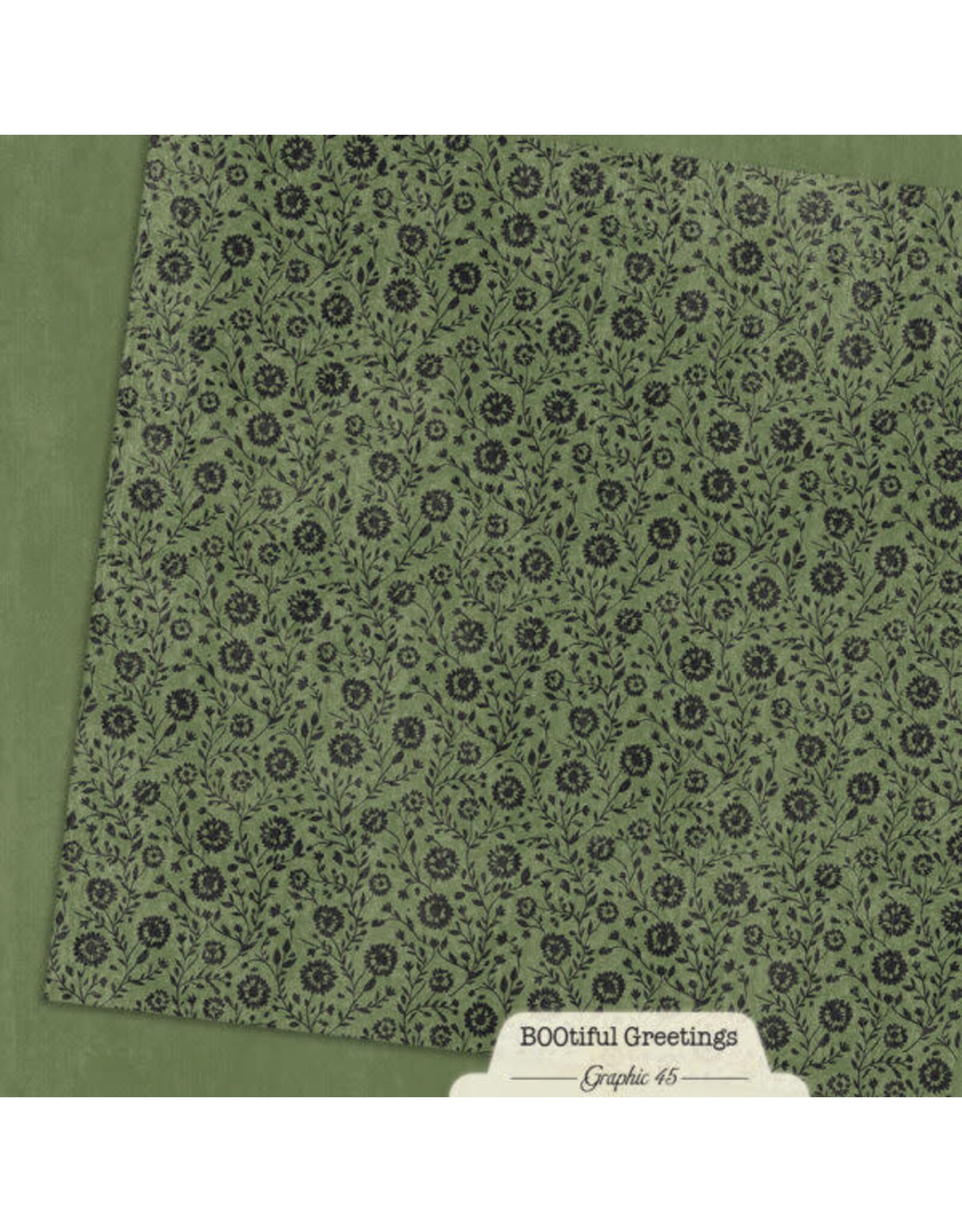 GRAPHIC 45 GRAPHIC 45 BOOTIFUL GREETINGS GOTHIC GREEN PATTERNS & SOLIDS 12x12 CARDSTOCK