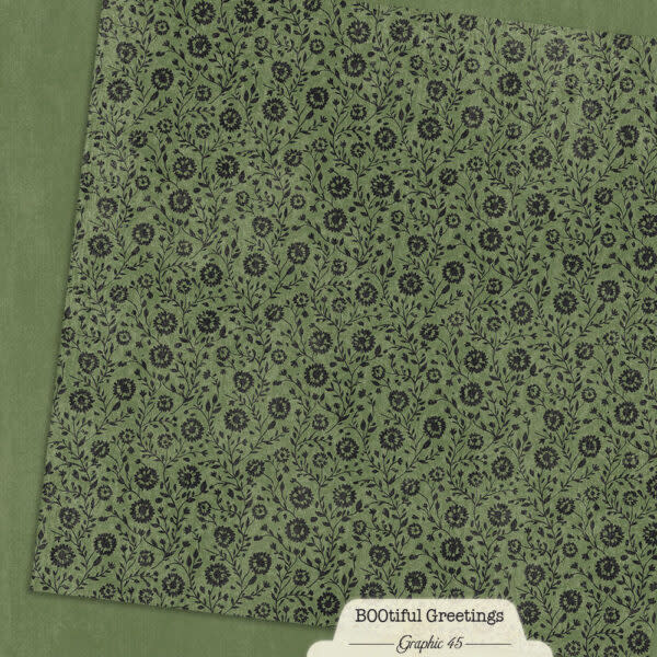 GRAPHIC 45 GRAPHIC 45 BOOTIFUL GREETINGS GOTHIC GREEN PATTERNS & SOLIDS 12x12 CARDSTOCK