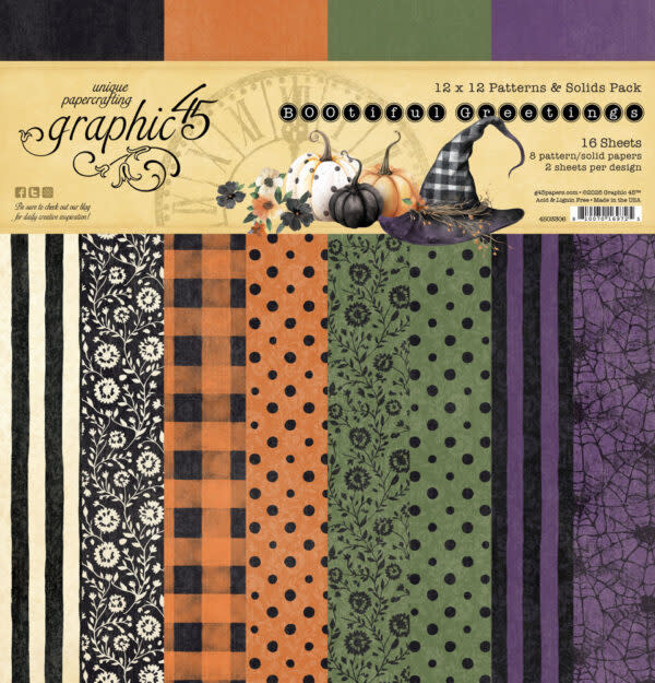 GRAPHIC 45 GRAPHIC 45 BOOTFIUL GREETINGS PATTERNS & SOLIDS 12x12 COLLECTION PACK