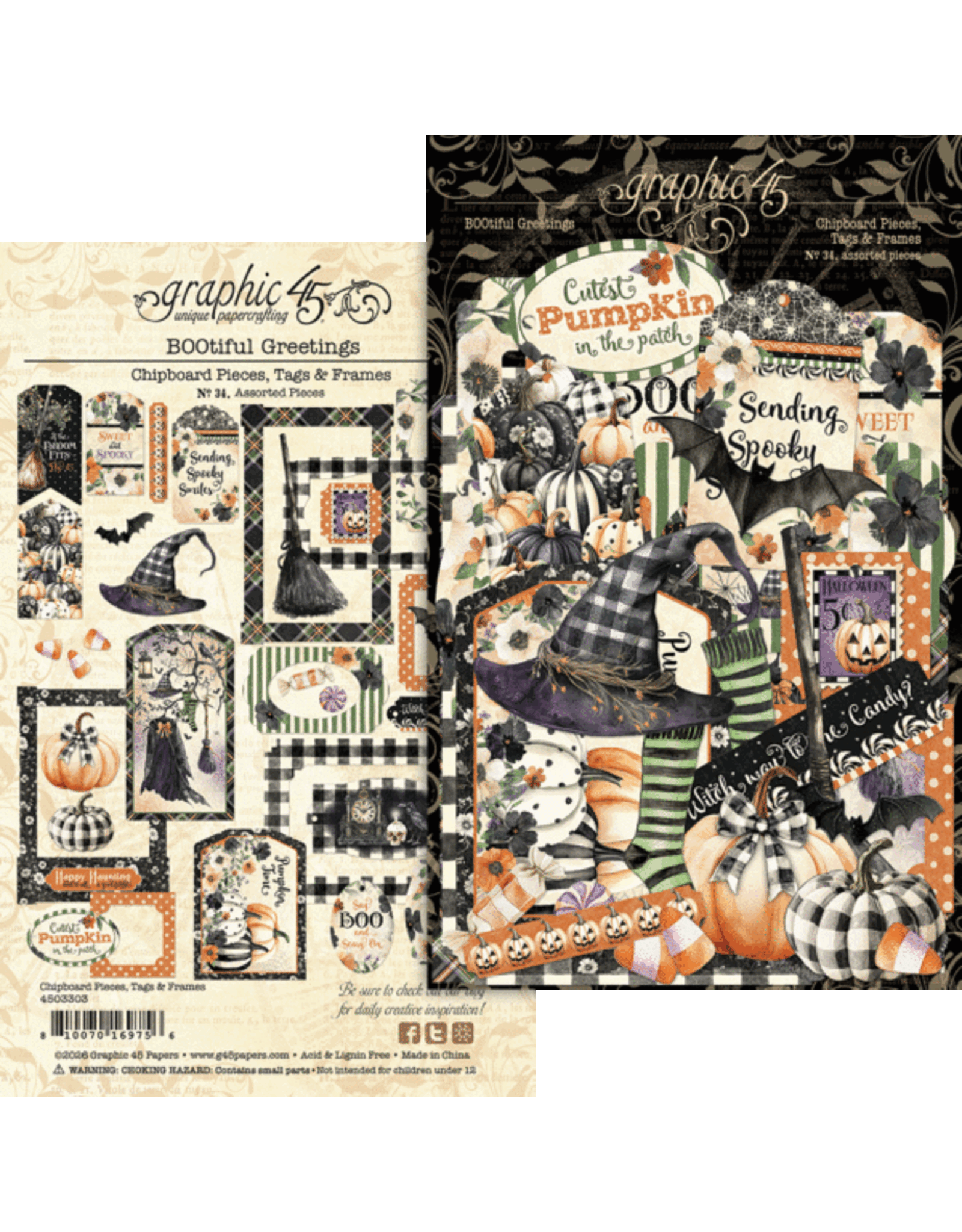 GRAPHIC 45 GRAPHIC 45 BOOTIFUL GREETINGS CHIPBOARD TAGS & FRAMES