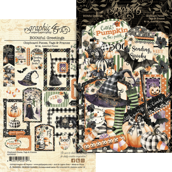 GRAPHIC 45 GRAPHIC 45 BOOTIFUL GREETINGS CHIPBOARD TAGS & FRAMES