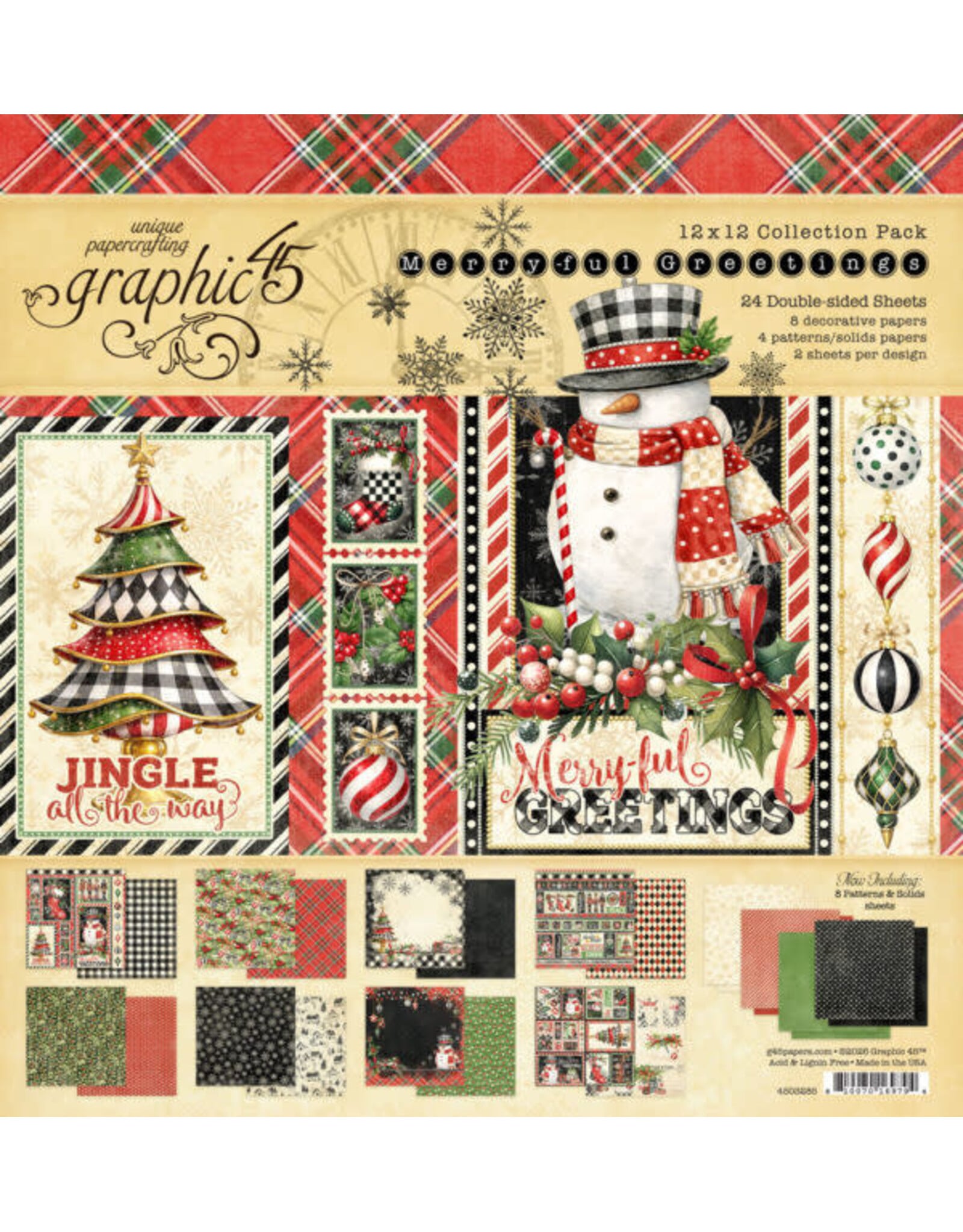 GRAPHIC 45 GRAPHIC 45 MERRY-FUL GREETINGS 12x12 COLLECTION PACK