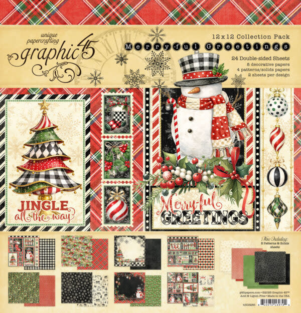 GRAPHIC 45 GRAPHIC 45 MERRY-FUL GREETINGS 12x12 COLLECTION PACK