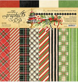 GRAPHIC 45 GRAPHIC 45 MERRY-FUL GREETINGS PATTERNS & SOLIDS 12x12 COLLECTION PACK