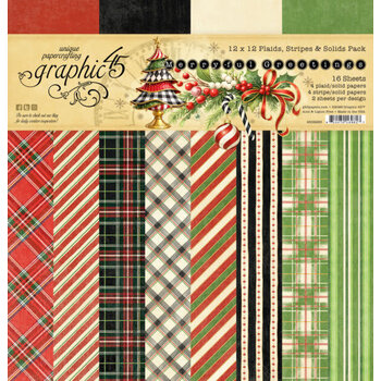 GRAPHIC 45 GRAPHIC 45 MERRY-FUL GREETINGS PATTERNS & SOLIDS 12x12 COLLECTION PACK