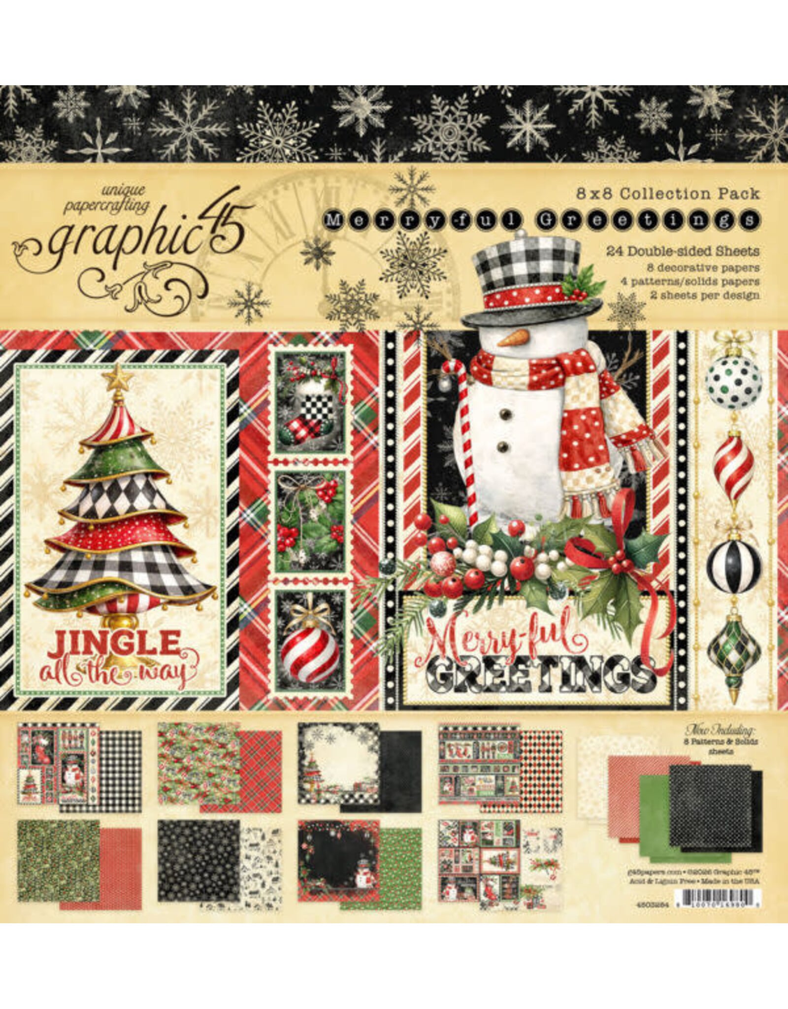 GRAPHIC 45 GRAPHIC 45 MERRY-FUL GREETINGS 8x8 COLLECTION PACK