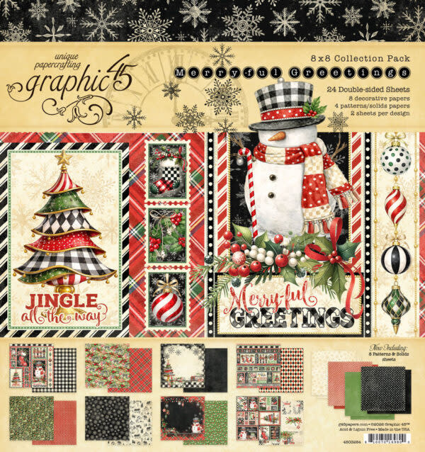 GRAPHIC 45 GRAPHIC 45 MERRY-FUL GREETINGS 8x8 COLLECTION PACK