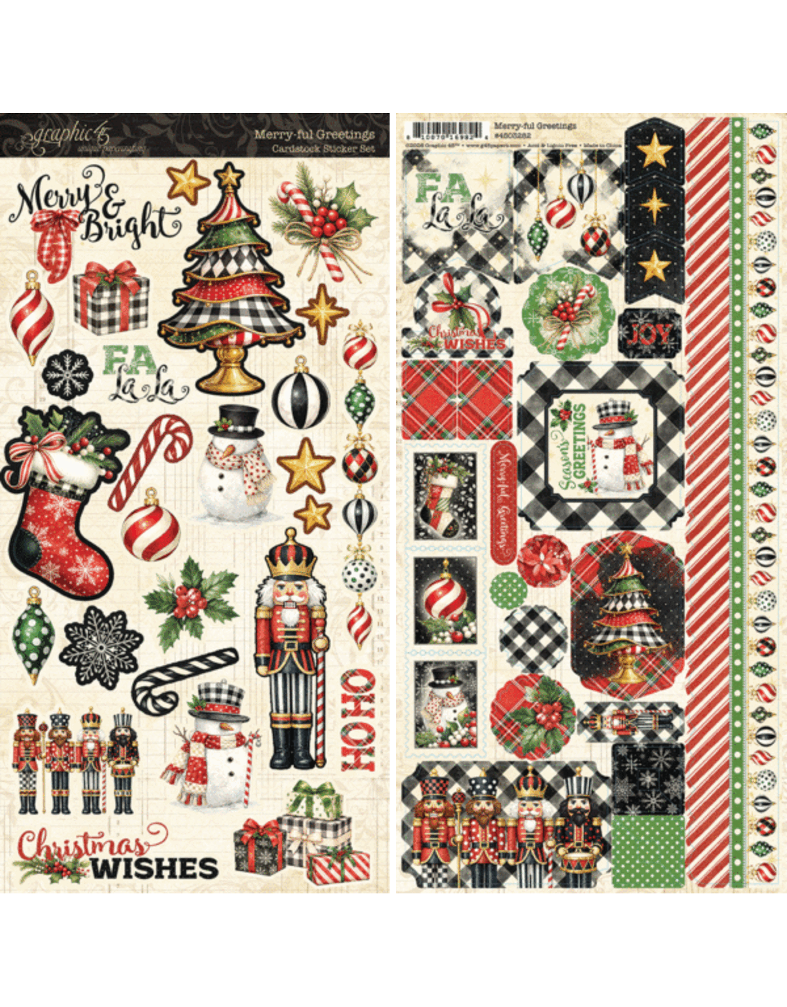 GRAPHIC 45 GRAPHIC 45 MERRY-FUL GREETINGS CARDSTOCK STICKER SET