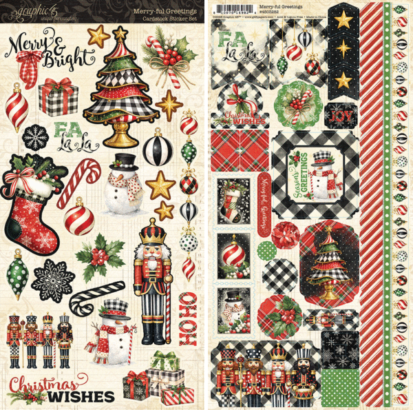 GRAPHIC 45 GRAPHIC 45 MERRY-FUL GREETINGS CARDSTOCK STICKER SET