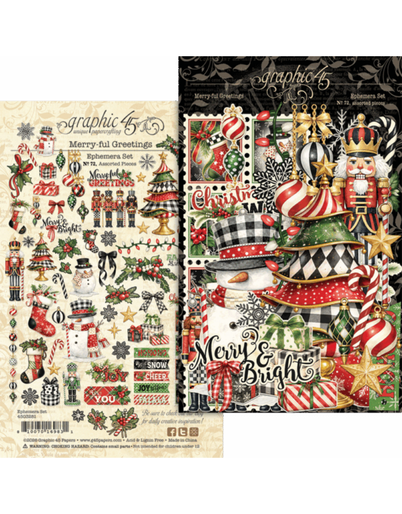 GRAPHIC 45 GRAPHIC 45 MERRY-FUL GREETINGS EPHEMERA SET
