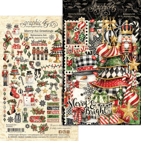 GRAPHIC 45 GRAPHIC 45 MERRY-FUL GREETINGS EPHEMERA SET