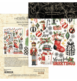 GRAPHIC 45 GRAPHIC 45 MERRY-FUL GREETINGS RUB-ON TRANSFER SET