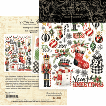 GRAPHIC 45 GRAPHIC 45 MERRY-FUL GREETINGS RUB-ON TRANSFER SET