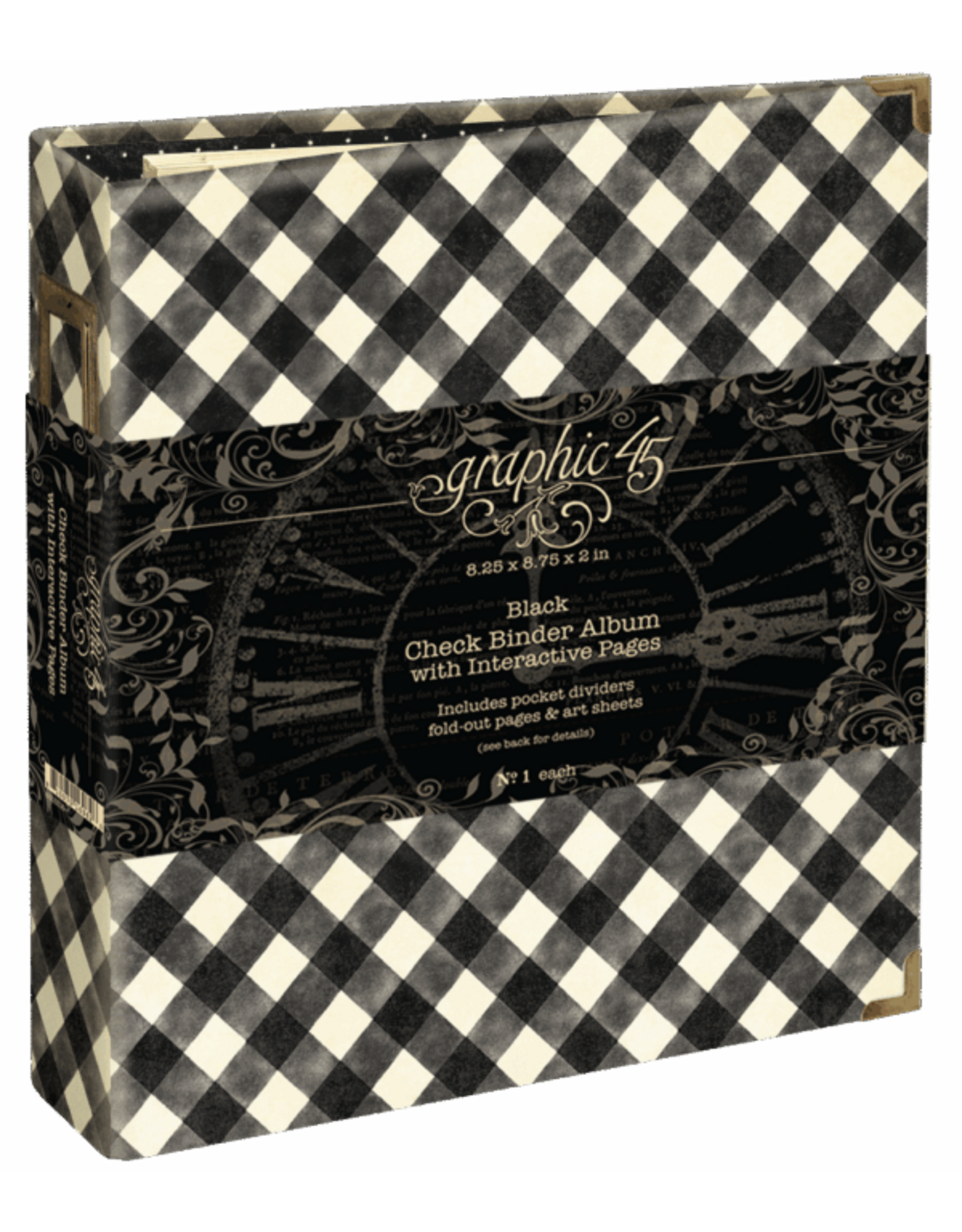 GRAPHIC 45 GRAPHIC 45 CHECK BLACK INTERACTIVE BINDER ALBUM