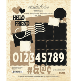 GRAPHIC 45 GRAPHIC 45 POSTAGE STAMP COLLAGE & NUMBERS DIE SET