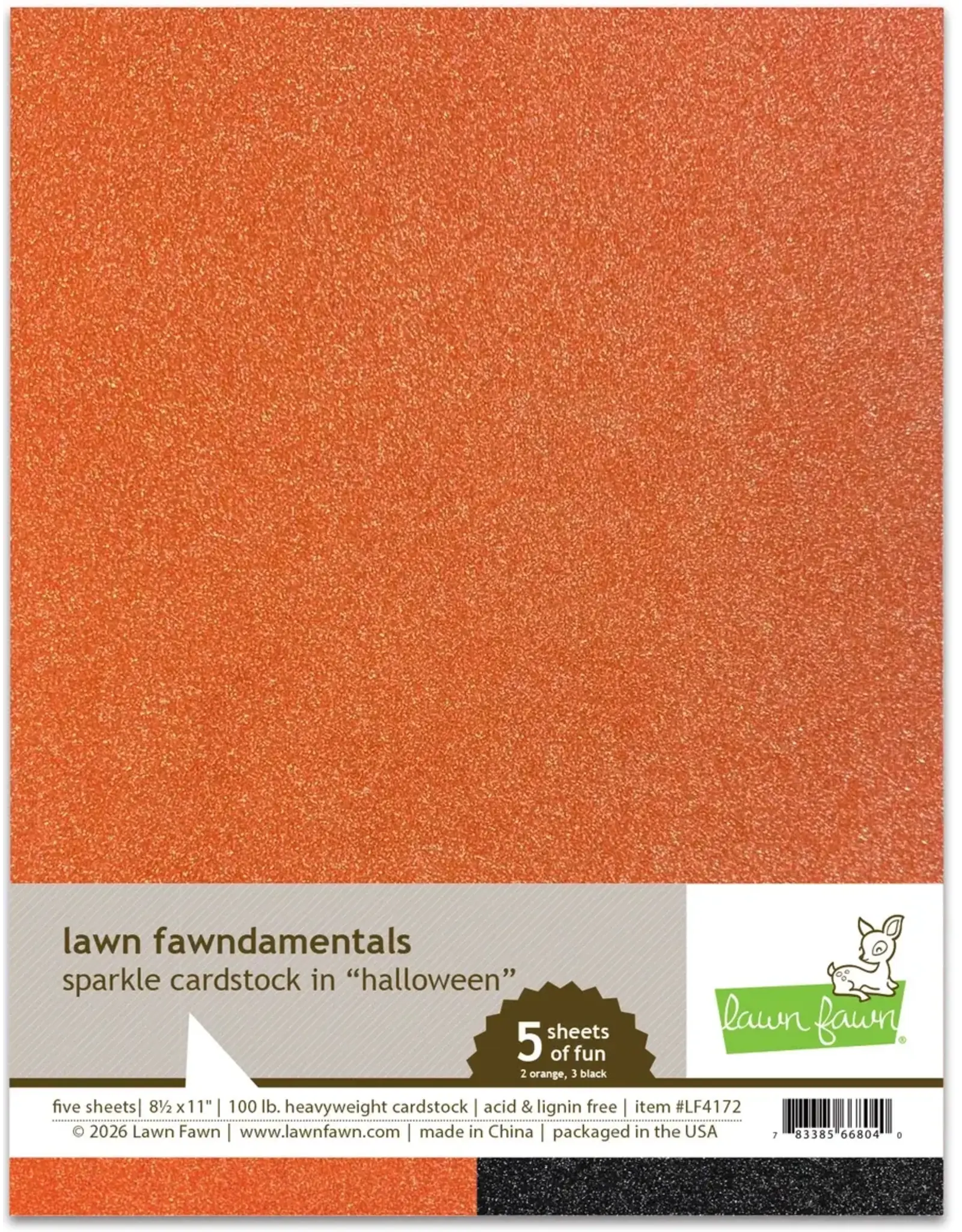 LAWN FAWN LAWN FAWN HALLOWEEN PACK 8.5x11 SPARKLE CARDSTOCK 5/PK