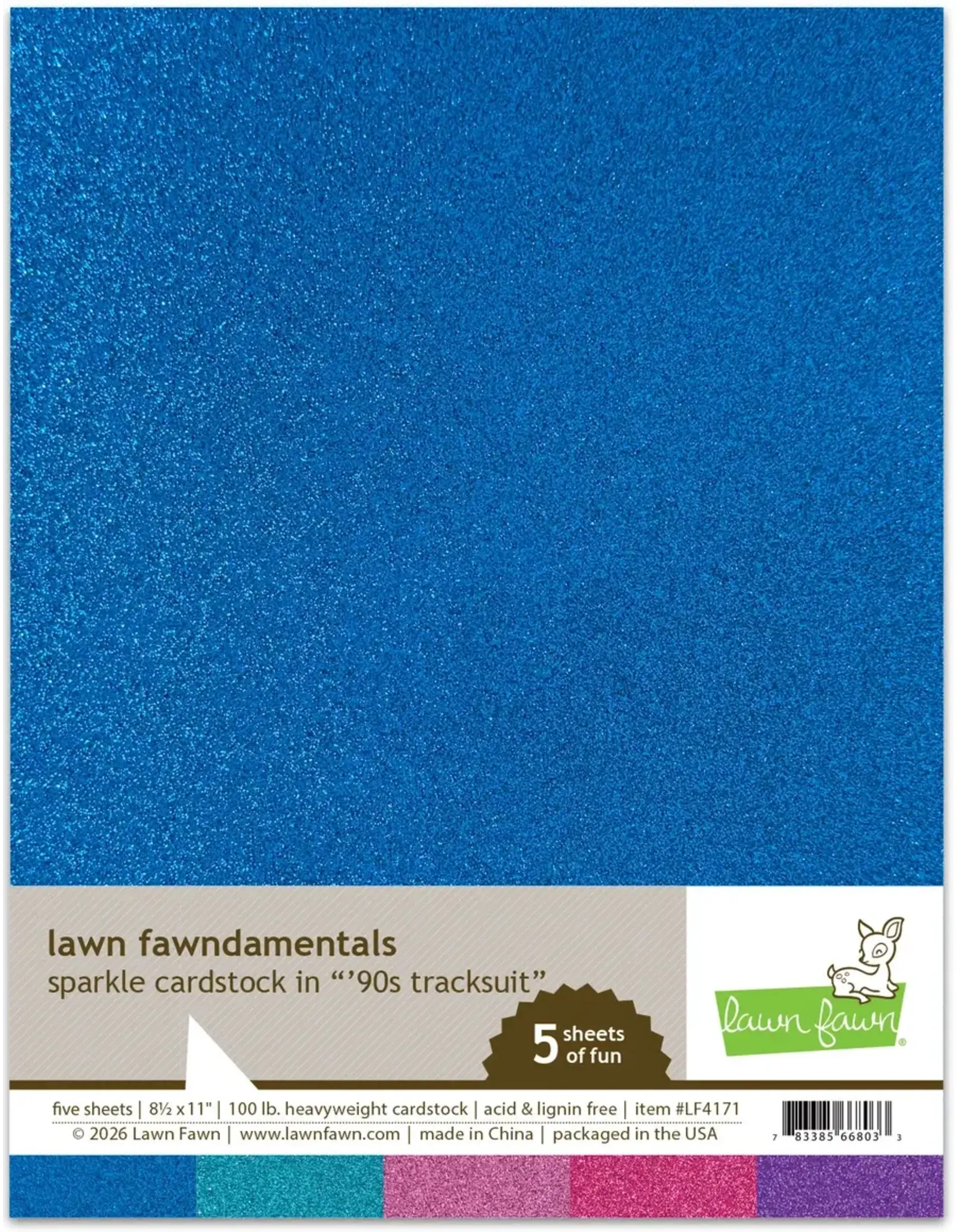 LAWN FAWN LAWN FAWN 90s TRACKSUIT 8.5x11 SPARKLE CARDSTOCK 5/PK