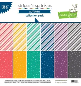 LAWN FAWN LAWN FAWN STRIPES 'N SPRINKLES AUTUMN 12x12 COLLECTION PACK 12 SHEETS