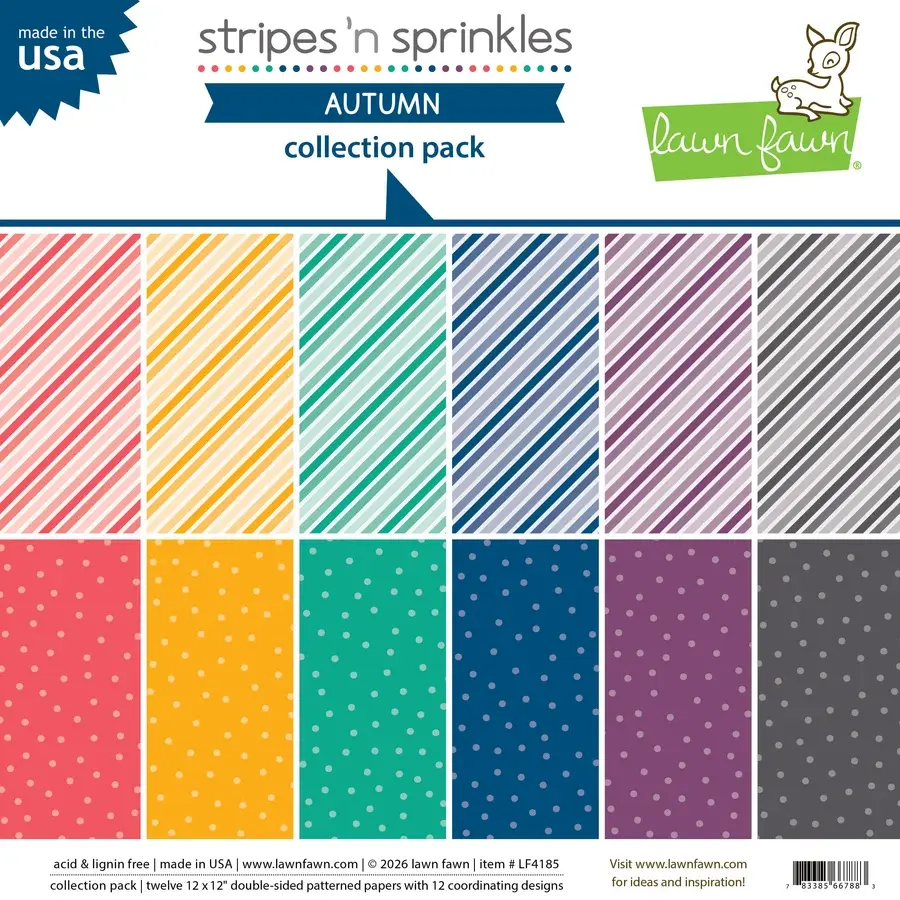 LAWN FAWN LAWN FAWN STRIPES 'N SPRINKLES AUTUMN 12x12 COLLECTION PACK 12 SHEETS