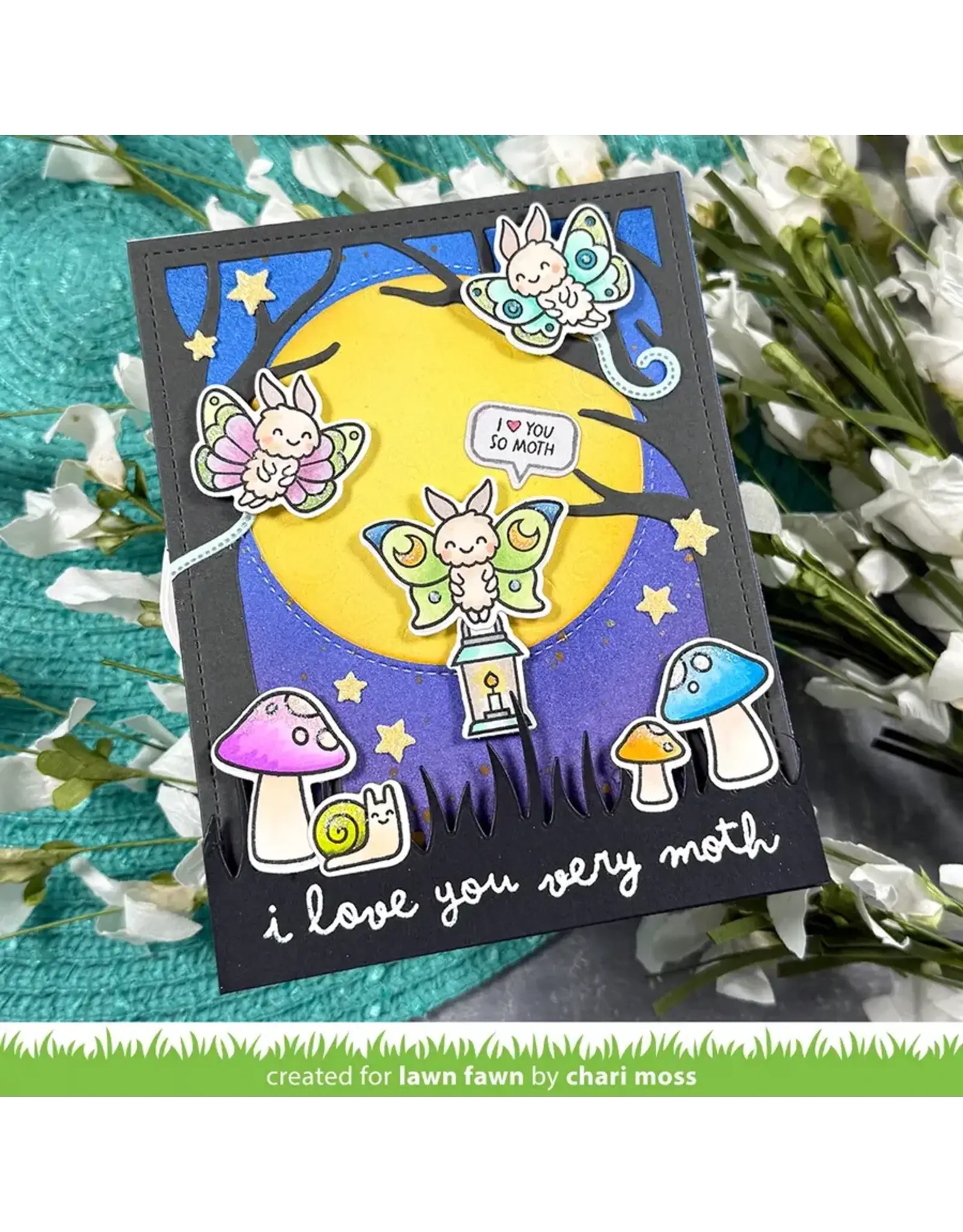 LAWN FAWN LAWN FAWN I LIKE CUTE MOTHS ADD-ON CLEAR STAMP SET