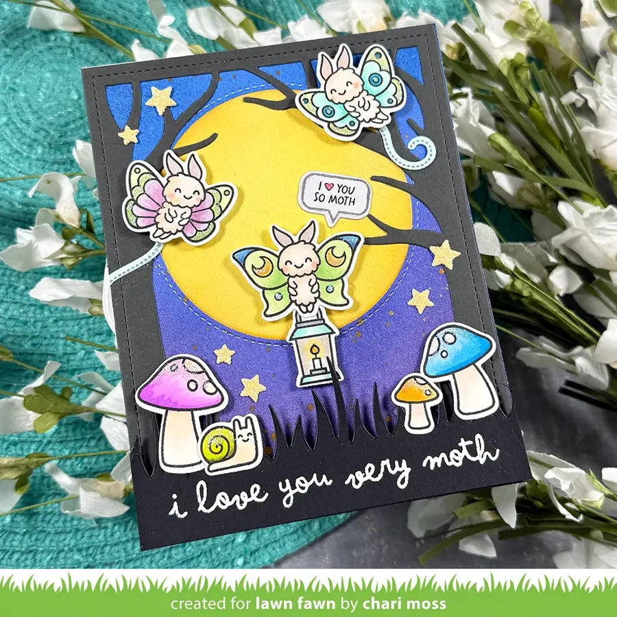 LAWN FAWN LAWN FAWN I LIKE CUTE MOTHS ADD-ON CLEAR STAMP SET