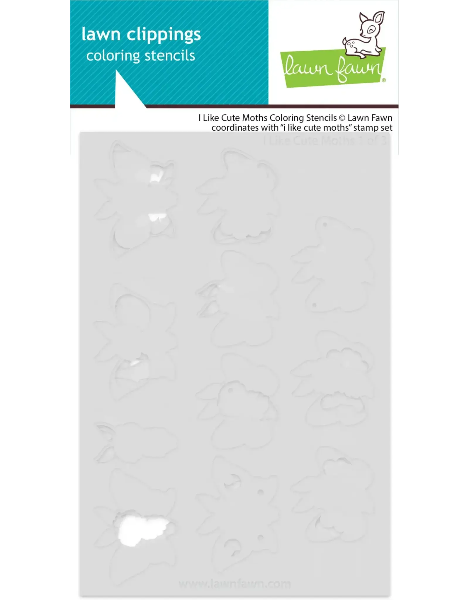 LAWN FAWN LAWN FAWN I LIKE CUTE MOTHS COLORING STENCIL SET