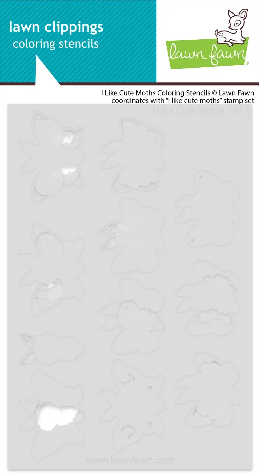 LAWN FAWN LAWN FAWN I LIKE CUTE MOTHS COLORING STENCIL SET