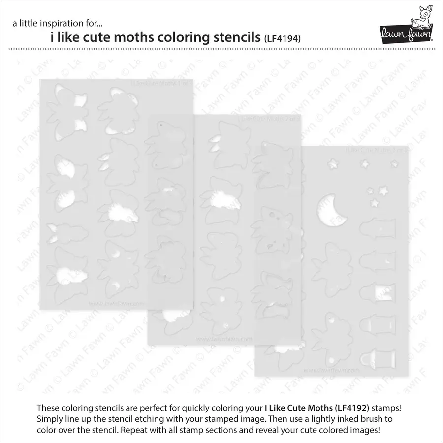 LAWN FAWN LAWN FAWN I LIKE CUTE MOTHS COLORING STENCIL SET