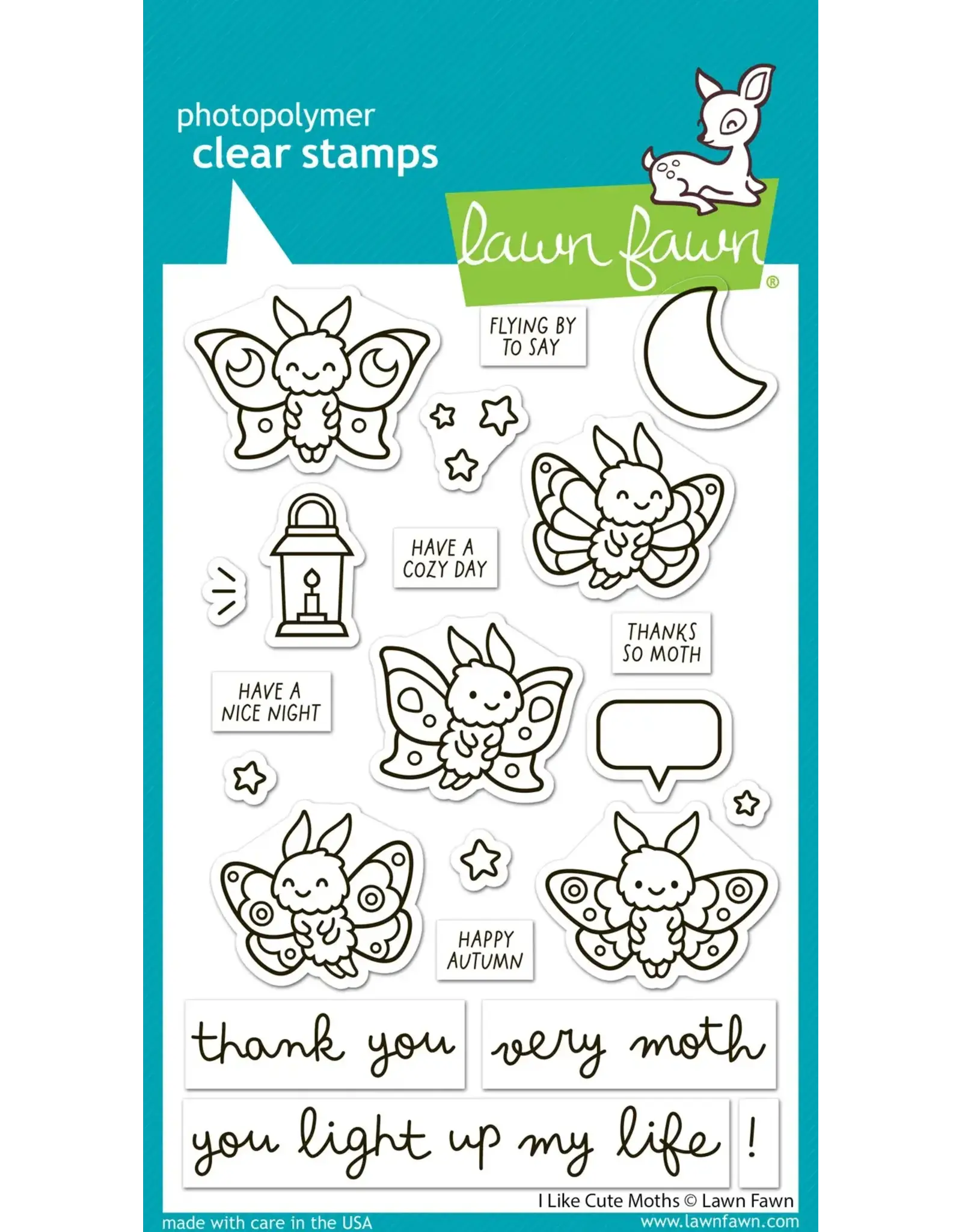 LAWN FAWN LAWN FAWN I LIKE CUTE MOTHS CLEAR STAMP SET