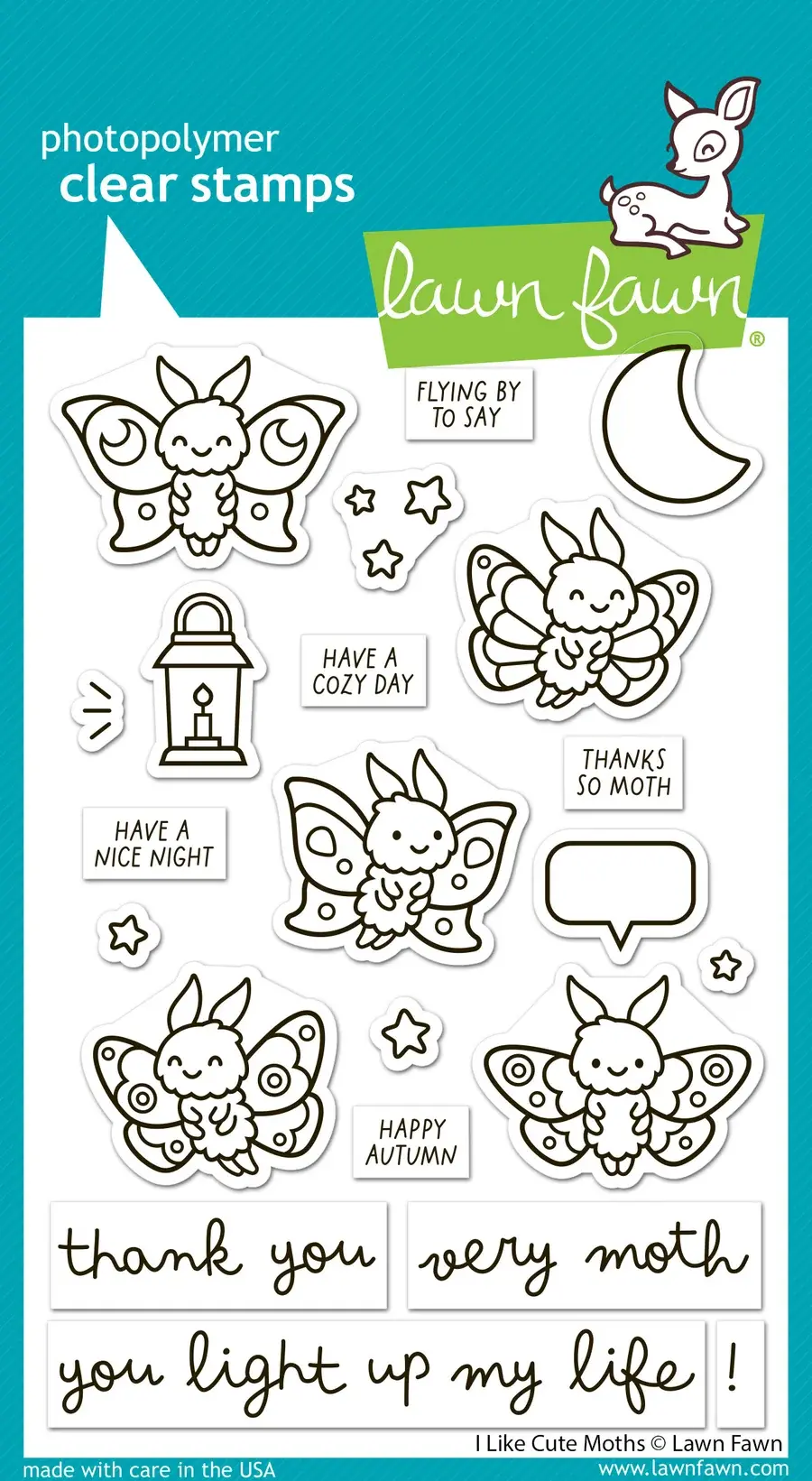 LAWN FAWN LAWN FAWN I LIKE CUTE MOTHS CLEAR STAMP SET