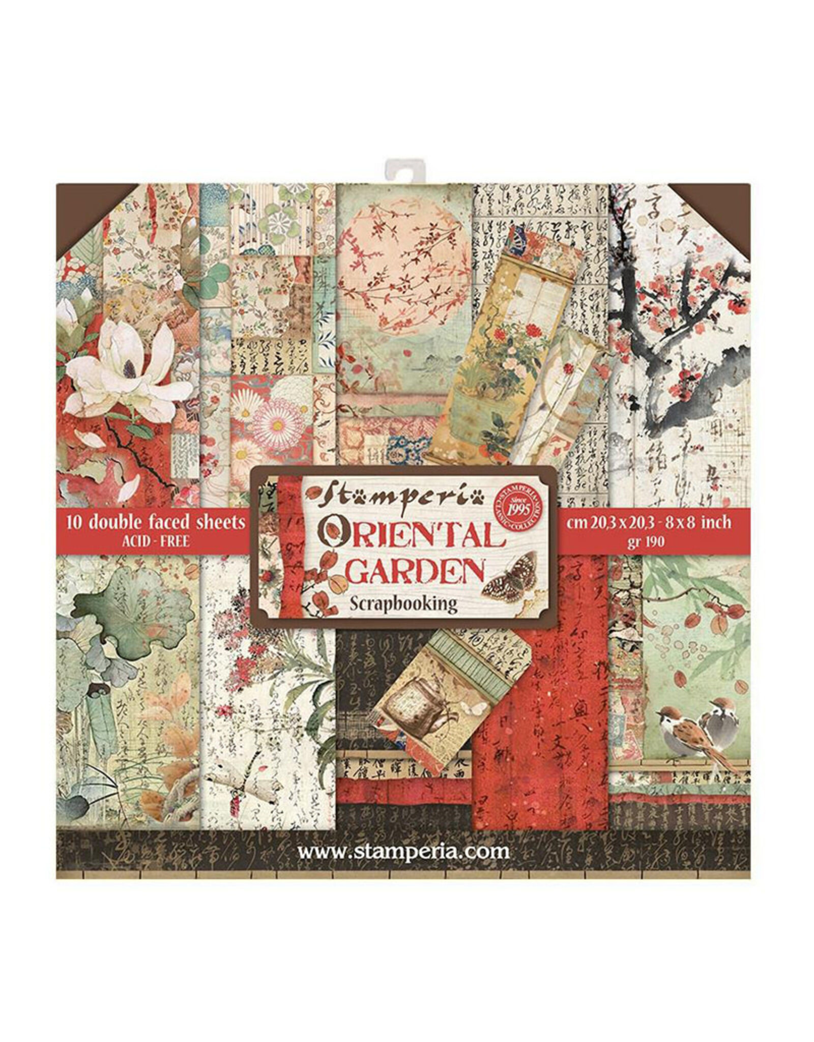 STAMPERIA STAMPERIA ORIENTAL GARDEN 8x8 PAPER PACK 10 SHEETS