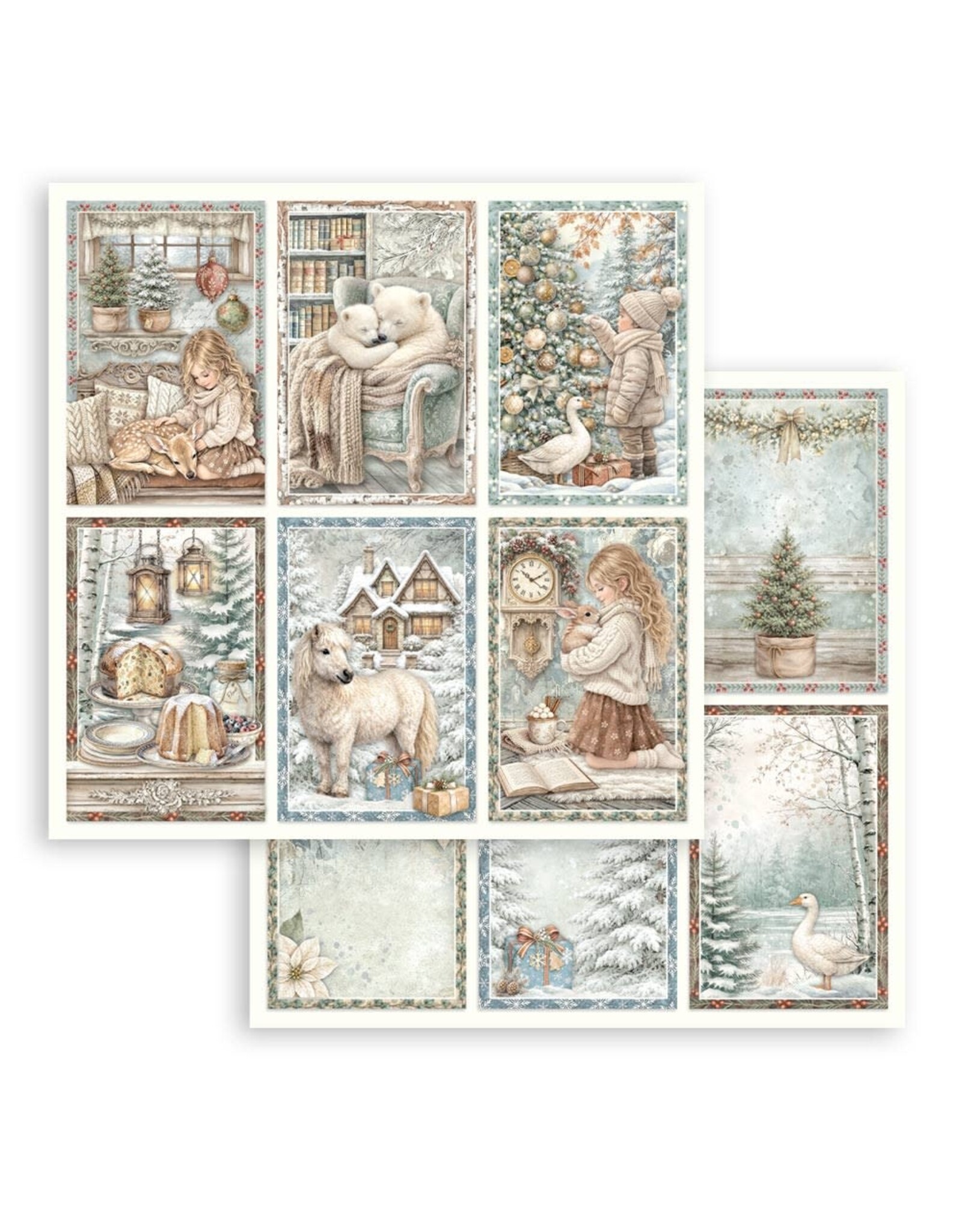 STAMPERIA STAMPERIA WHITE CHRISTMAS 6 CARDS 12x12 CARDSTOCK