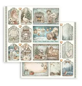 STAMPERIA STAMPERIA WHITE CHRISTMAS MIXED CARDS AND TAGS 12x12 CARDSTOCK