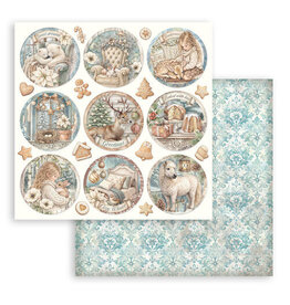 STAMPERIA STAMPERIA WHITE CHRISTMAS ROUNDS 12x12 CARDSTOCK