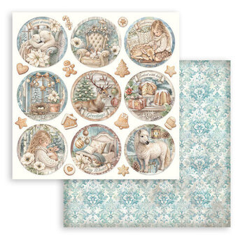 STAMPERIA STAMPERIA WHITE CHRISTMAS ROUNDS 12x12 CARDSTOCK